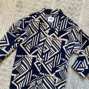 Old Navy Women Blue Southwestern Geometric Print Open Front Kimono Coat